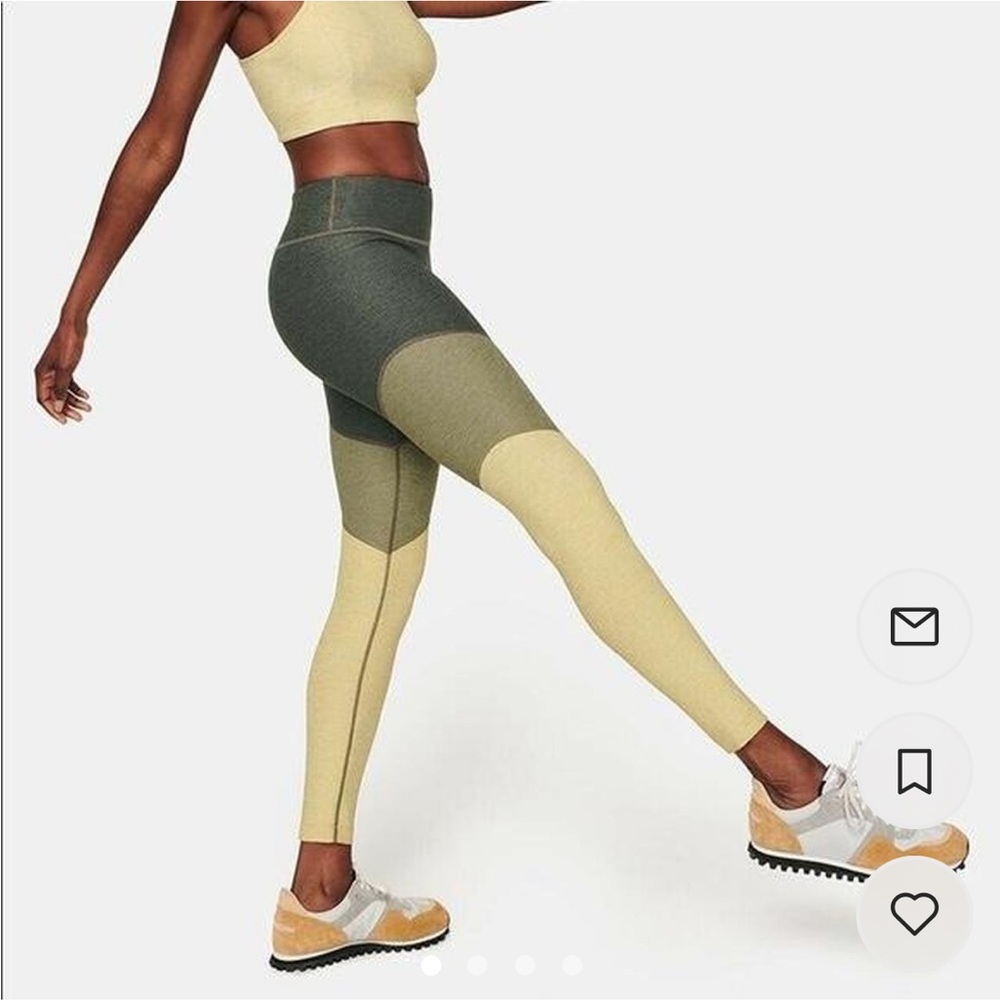 Outdoor Voices 7/8 Warmup Leggings Tritone Green Yellow - Picture 1 of 6
